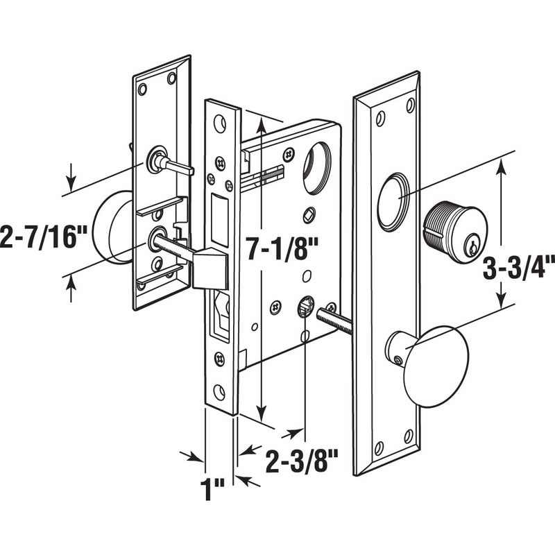 Segal SE 27600 Entry Door Mortise Lockset, 2-1/2 In. Backset, Single Cylinder, Satin Finish (Single Pack) - Image 2